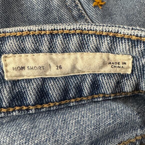 Pacsun SZ 26 Mom Jean Shorts Floral Embroidered Cuffed Hi-Rise Zip-Fly Pockets - Picture 6 of 8